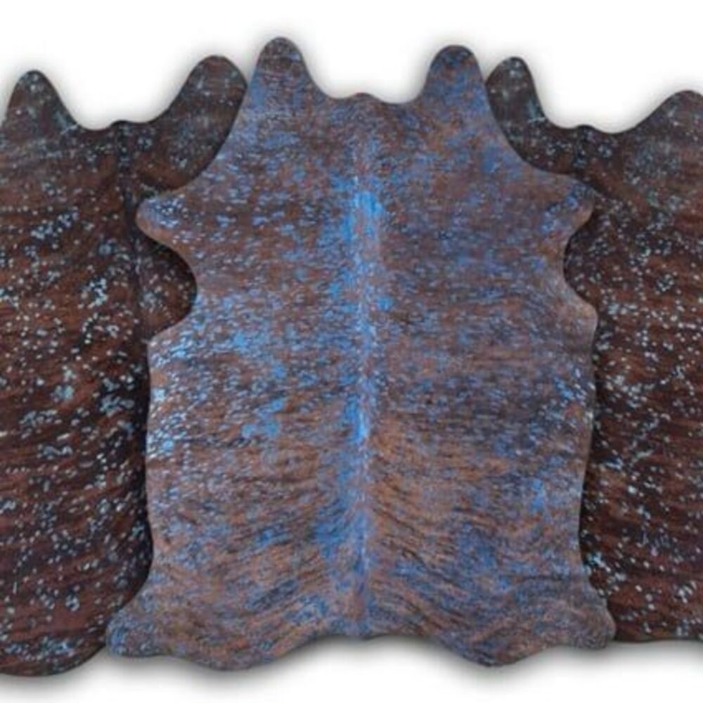 Custom Dyed Blue on Brindle Cowhide Rug
